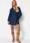 Denim MINI Shirt Dress - Dark Blue