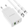 Fast Iphone Charger 20WATT Dual Ports Typec+usb Typec To Ip Cable 1M-BA56A