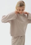 Long-sleeved Cotton Top - Light Greige
