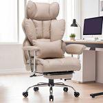 Efomao Big And Tall Office Chair 400LBS Pu Leather Executive Office Chair With Lumbar Support & Leg Rest Heavy-duty Computer Cha