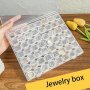 1pc 28Grids/56Grids Portable Transparent Jewelry Box - Earrings Necklace Jewelry Tray Storage Box