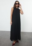 Black Pleated Woven Dress