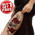 Waterproof & Sweat-resistant Rose Pattern Temporary Tattoo Stickers - Long-lasting Semi-permanent Makeup