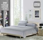 Simon Baker 250 Thread Count Egyptian Cotton Stripe Duvet Set Silver Various Sizes - Silver Super King 260 X 230CM + 2 Pillowc