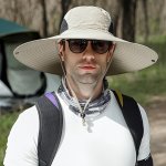 1PC Wide Brim Uv Protection Sunscreen Bucket Hat Unisex Solid Color Sporty Style Breathable Cap Suitable For Outdoor Fishing & H