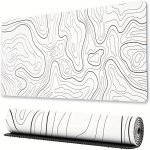 1PC Rubber Extended Gaming Mouse Pad Topographic Contour Desk Mat Waterproof Laptop Writing Pad For Work Game Office Home - Whit