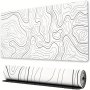 1PC Rubber Extended Gaming Mouse Pad Topographic Contour Desk Mat Waterproof Laptop Writing Pad For Work Game Office Home - White Topographic Design