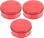 Red Tin Box With Lid 3PIECE Metal Cookie Tins Candy Containers Food Storage