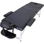 Hazlo Premium Portable Massage Table Bed - 3 Section Aluminium - Black