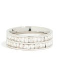 Waterproof Stainless Steel Square Cubic Zirconia Double Layered Ring - M l