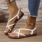 Women's Braided Flat Sandals Casual Clip Toe Summer Shoes Lightweight Slip On Sandals