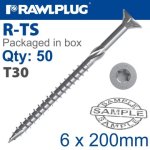 Torx T30 Chipboard Screw 6.0X200MM X50-BOX