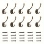 10 Pack Heavy Duty Dual Coat Hooks Wall Mounted With 20 Screws Retro Double Hooks Utility Silvery Hooks For Coat Scarf Bag Towel Key Cap Cup Hat