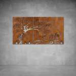 Oriental Tree Wall Art - 2000 X 1000 X 20 Rust Coat Outdoor With Leds