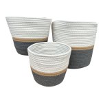 Woven Storage Basket White Grey & Natural