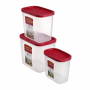 3 Piece - Rectangular Food Storage Container Set - Red