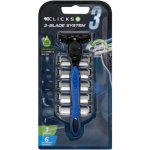 Clicks Men 3-BLADE Hybrid Handle & 6 Cartridges