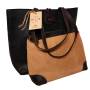 Vestal Ladies Genuine Full Grain Crazy Horse Leather Tote Bag & Canvas Satchel Combo