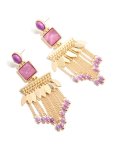 Goldair Gold Purple Beaded Chain Drop Earrings