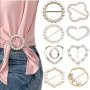 3/8 Pcs Imitation Pearl Heart Shaped Brooch Set Elegant Simple Pin Fix Clothes Button For Women
