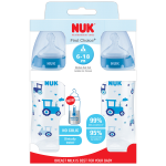 Temperature Control Bottle Silicone Teat 6-18MONTHS 300ML 2 Pack Blue green