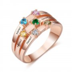 N2033 - Personalized Rose Gold Over 925 Sterling Silver Cz Ring