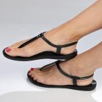 Stone T Bar Thong Sandals - Black - 8