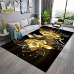 1PC Flannel 3D Printing Floor Mat Rug Floral Indoor Printed Carpet Non-slip Kitchen Living Room Bedroom Dining Room Rugs Home De