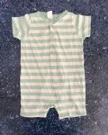 H&m Green And White Striped Romper 4 6M