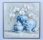 Blue & White Pots With Orchids Wall Hanging 82X82CM