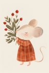 Mouse With Flowers 4 - Wall Art Print - A1