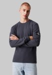 Calvin Klein Badge Waffle Long Sleeve Tee - Ebony