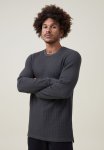 Textured Long Sleeve T-Shirt - Army Waffle