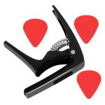 Eringogo Guitar Capo Clip 3-IN-1 Metal Universal Capo With Electronic Tuner And 3 Random Color Picks For Acoustic Electric Class