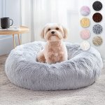 Calming Dog & Cat Bed Donut Cuddler Warming Cozy Soft Round Bed Fluffy Faux Fur Plush Cushion Bed For Small Medium And Large Dog