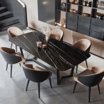 Marble Stone Top Dining Table Custom Made - 3MX 1.3 Steel Legs
