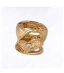 Double Heart Diamante Ring - Gold Free