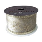 Ribbon 3.8X270CM Organza Base With Foilprint And Overlocked Borders. Ivory And Champagne