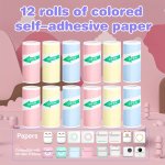 MINI Printer Self-adhesive Paper Colored Paper 57MM Wide Label Stickers Suitable For Inkless Printers For Studying Notes Work Ph