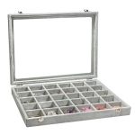 Stratalife 30 Grid Earring Organizer: Jewelry Holder Organizer Box With Clear Glass Lid Velvet Jewelry Storage For Studs Earring