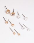 Goldair Gold Diamante Stud Earring 5-PACK