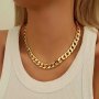 Punk Chunky Chain Necklace 9MM Hip Hop Street Style Golden Necklace For Daily Party Decoration