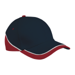 6 Panel Trio Cap - Navy red white Std Regular