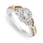 Sterling Silver And Yellow Gold Cubic Zirconia Wishbone Ring