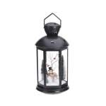 Lantern With Xmas Scene W w LED 21.5X21.5X43CM Black - Snowman