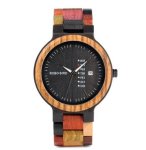 Bobo Bird Bamboo Watch Men's Quartz Wristwatch Date & Day Display {a:custom_size} {a:custom_color} {a:custom_size} {a:custom_color}
