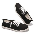 Womens Slip On Shoes Canvas Tennis Shoes For Women With Arch Support Classic Casual Fashion Sneaker Shoes Walking BLACK_1 08