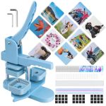 Square Photo Magnet Button Maker Kit - Holographic Film 2" X 2" Button Press Machine With 100 Set Fridge Magnet Making Supplie