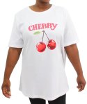 Ladies Printed Cherry Tee - 60 White