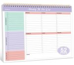 Taja Weekly To Do List Notepad With 52 Undated SHEETS8.5" 11"- Weekly Desk Planner For Women & Man Work And Home -1 Pack Violet